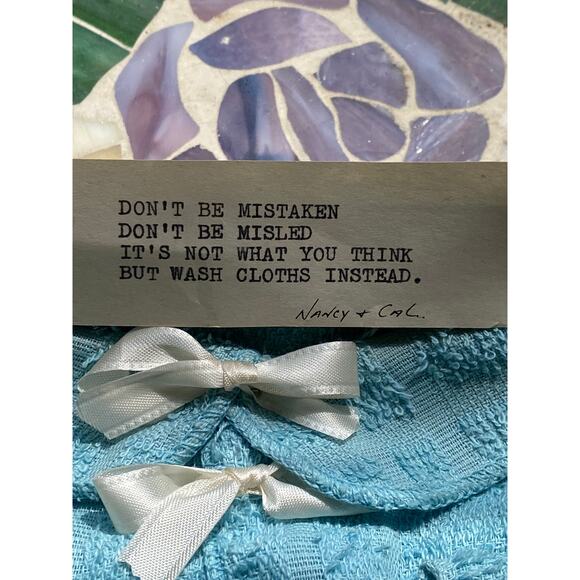 Vintage Folded Terry Washcloths folded to look like baby hat and shirt unused - Picture 2 of 10